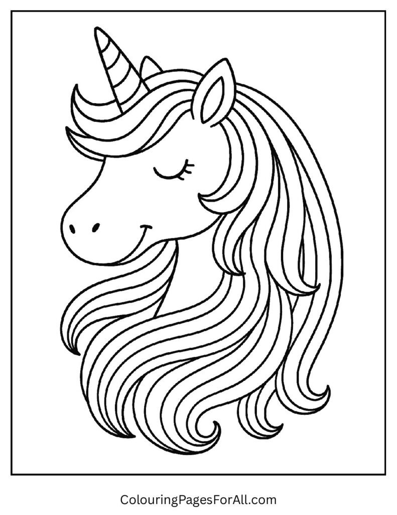Rainbow mane unicorn coloring page with close up details 1 pdf