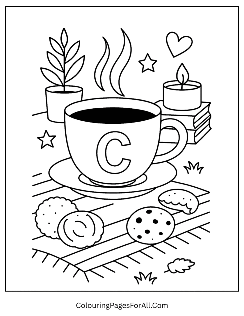 Warm Cup Letter C Coloring Page For Kidss